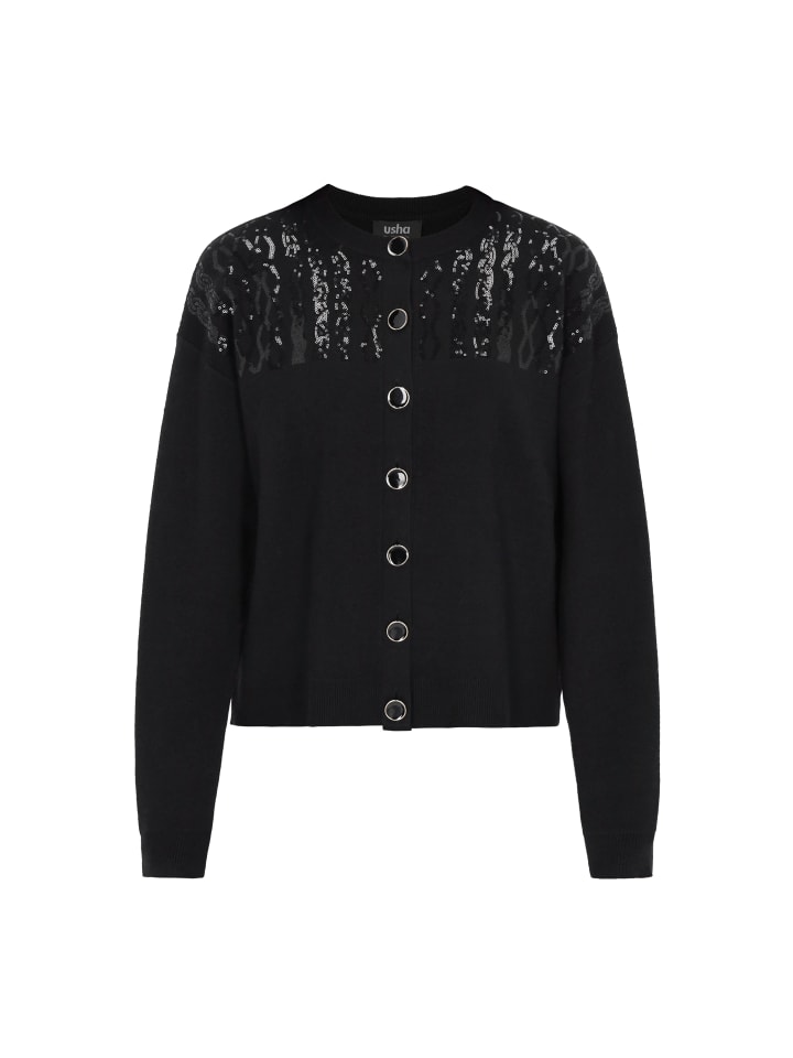 Женский кардиган черного цвета usha BLACK LABEL
Женский кардиган черного цвета usha BLACK LABEL