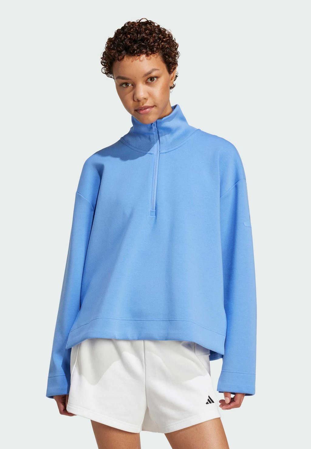 Толстовка ALL SOFT LUX QUARTER Adidas Sportswear, светло-голубой 
Толстовка ALL SOFT LUX QUARTER Adidas Sportswear, светло-голубой