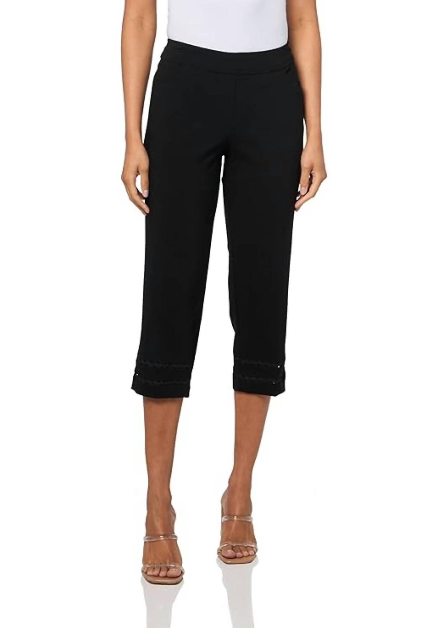 Черные укороченные брюки с отделкой рик-рак на резинке Slimsation By Multiples
Черные укороченные брюки с отделкой рик-рак на резинке Slimsation By Multiples