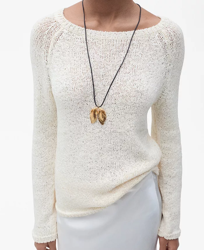 Женский свитер с круглым вырезом крючком MANGO, коричневый/бежевый 
Женский свитер с круглым вырезом крючком MANGO, коричневый/бежевый