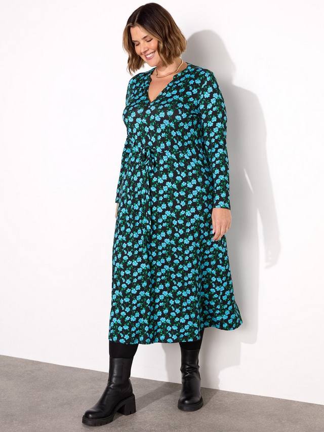 Изящное платье с принтом ditsy и завязкой на талии Live Unlimited, синий/разноцветный
Изящное платье с принтом ditsy и завязкой на талии Live Unlimited, синий/разноцветный