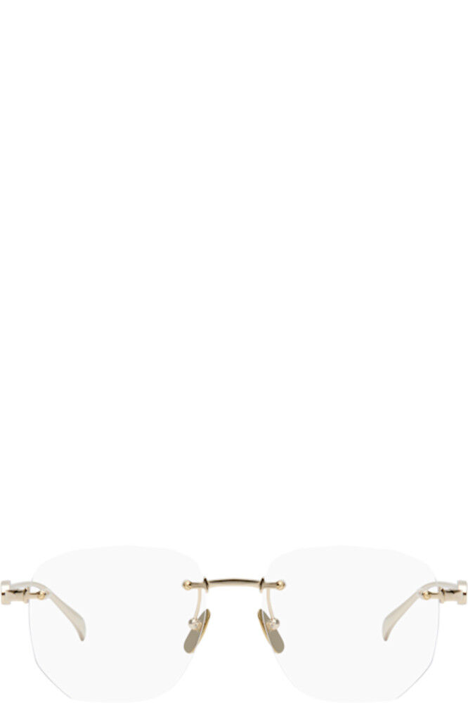 Золотые квадратные очки Gucci Block Text без оправы
Золотые квадратные очки Gucci Block Text без оправы