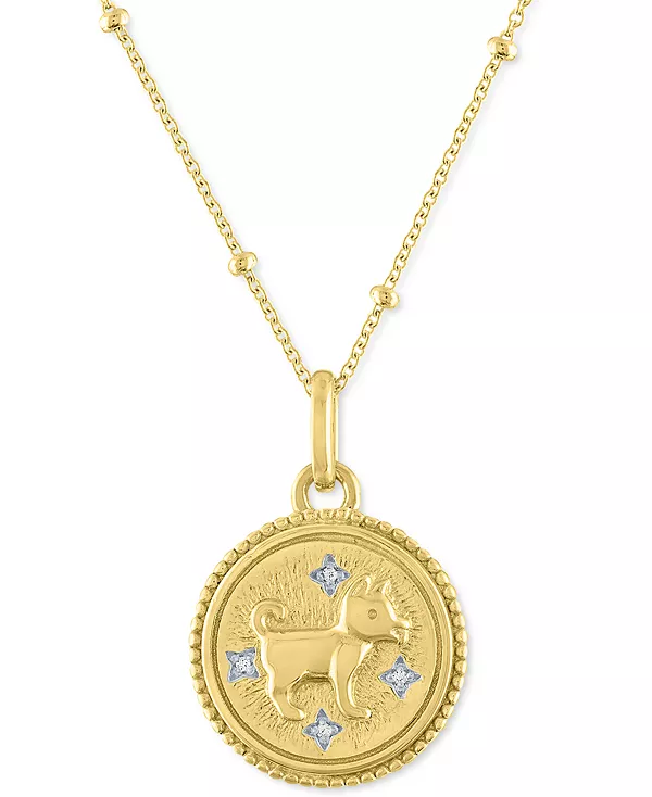 Ожерелье с подвеской в виде китайского зодиакального диска с бриллиантами, 18 дюймов, из стерлингового серебра с позолотой 14 карат Macy'S, dog
Ожерелье с подвеской в виде китайского зодиакального диска с бриллиантами, 18 дюймов, из стерлингового серебра с позолотой 14 карат Macy'S, dog