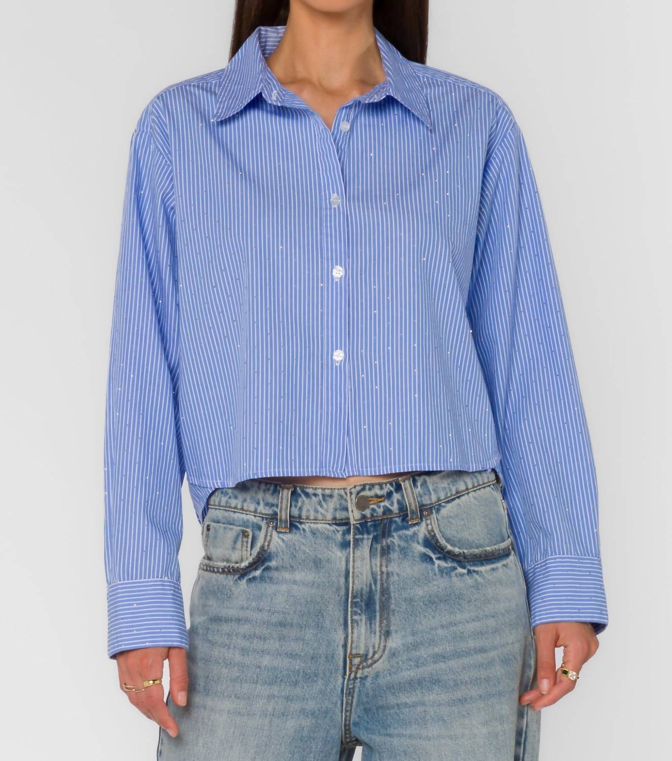 Короткая блуза с пайетками в полоску цвета фрейзер блю Velvet Heart, синий
Короткая блуза с пайетками в полоску цвета фрейзер блю Velvet Heart, синий