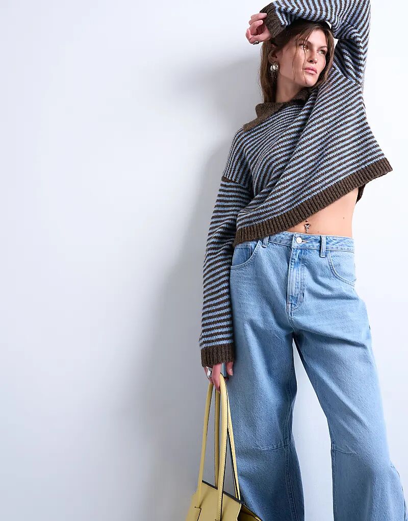 Вязаный джемпер с полосатым воротником Topshop
Вязаный джемпер с полосатым воротником Topshop