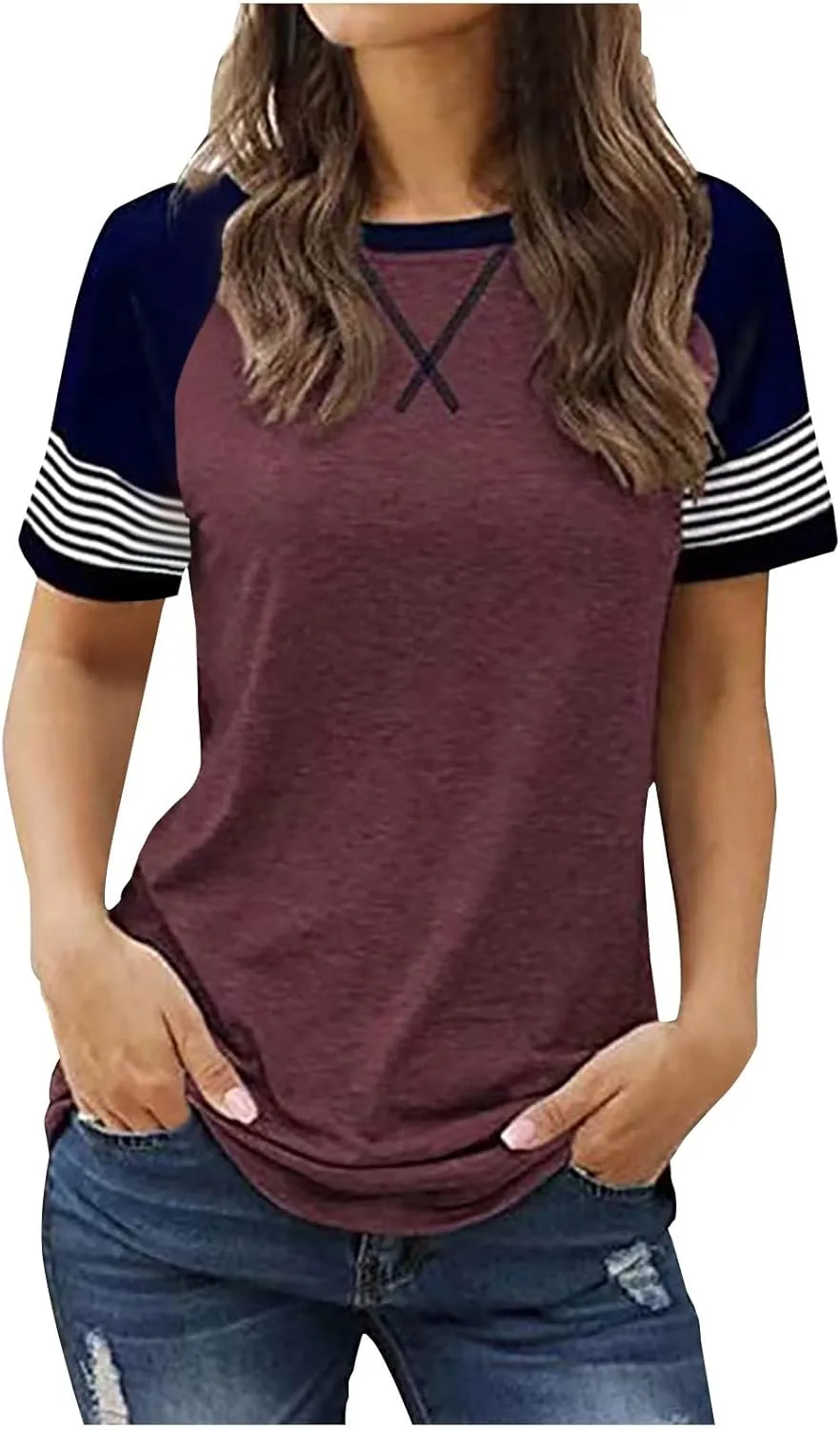 Женская летняя футболка Raglan с коротким рукавом и полосками Hnodov
Женская летняя футболка Raglan с коротким рукавом и полосками Hnodov