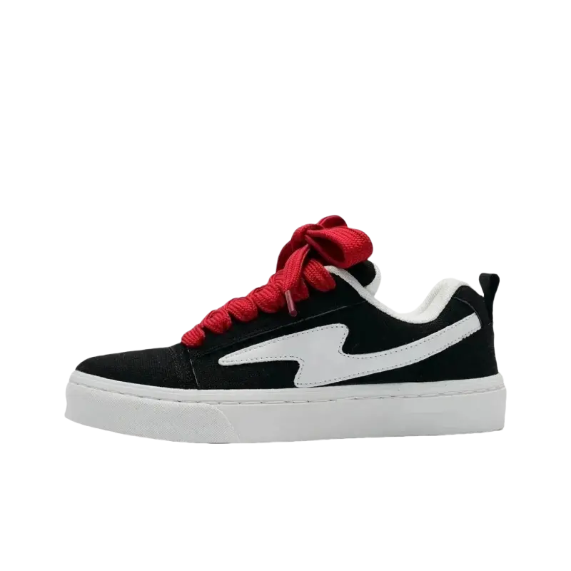 JimiXiong Низкие скейтерские кроссовки унисекс черно-белые с молнией (красные шнурки), цвет Black White Lightning (Red Shoe Laces)
JimiXiong Низкие скейтерские кроссовки унисекс черно-белые с молнией (красные шнурки), цвет Black White Lightning (Red Shoe Laces)