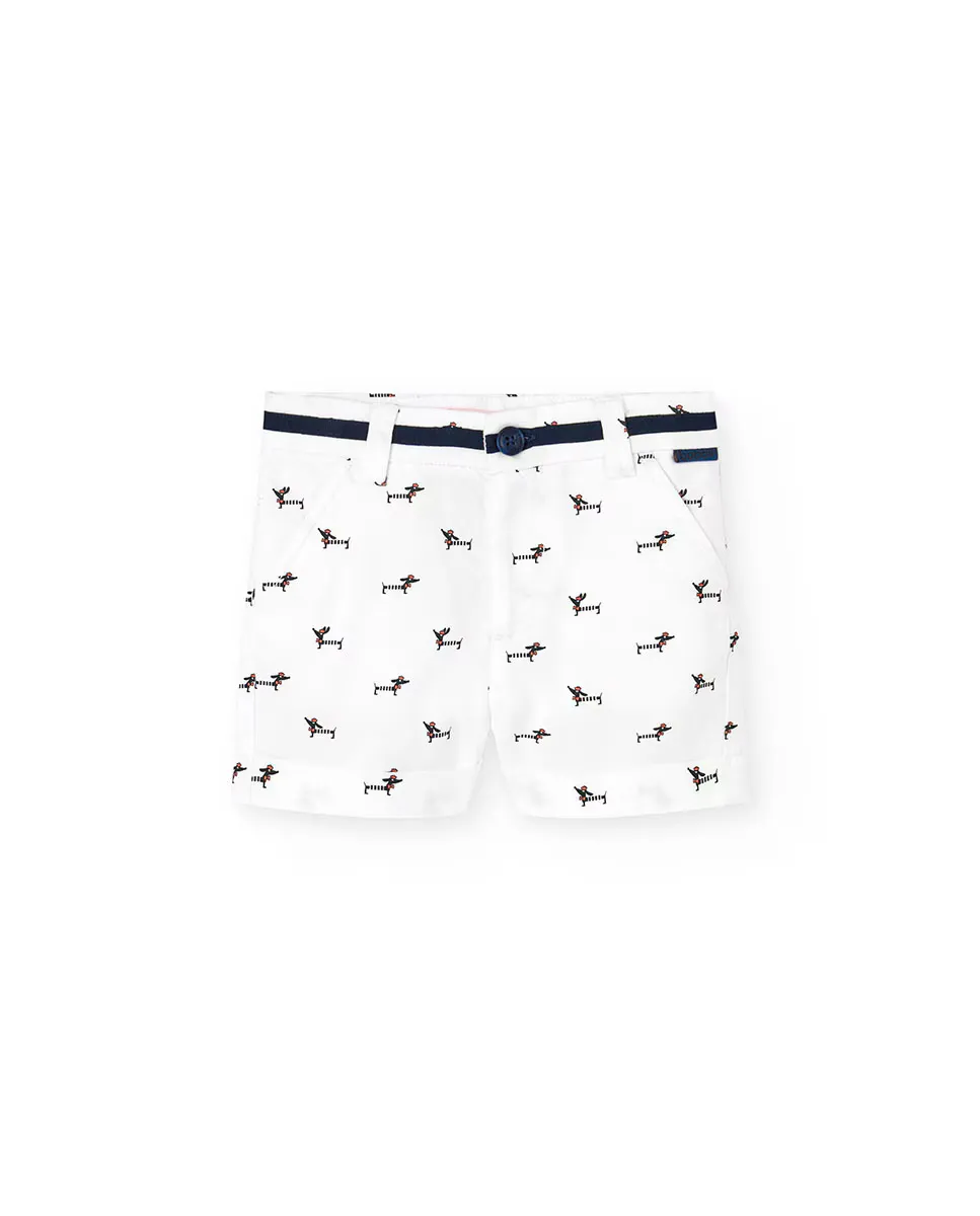 Хлопковые шорты-бермуды для мальчика с фантазийным принтом Boboli, белый
Хлопковые шорты-бермуды для мальчика с фантазийным принтом Boboli, белый