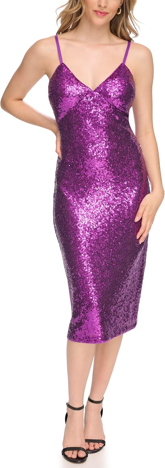 GUESS Женское платье без рукавов с пайетками, Purple
GUESS Женское платье без рукавов с пайетками, Purple