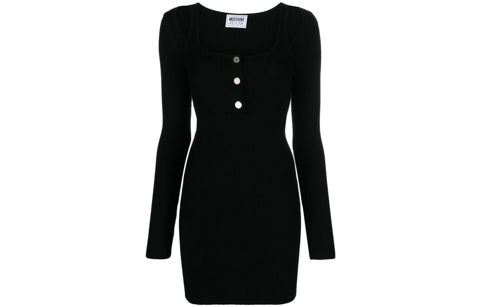 Длинный джинсовый платье с длинными рукавами и ребристым узором MOSCHINO, черный
Длинный джинсовый платье с длинными рукавами и ребристым узором MOSCHINO, черный