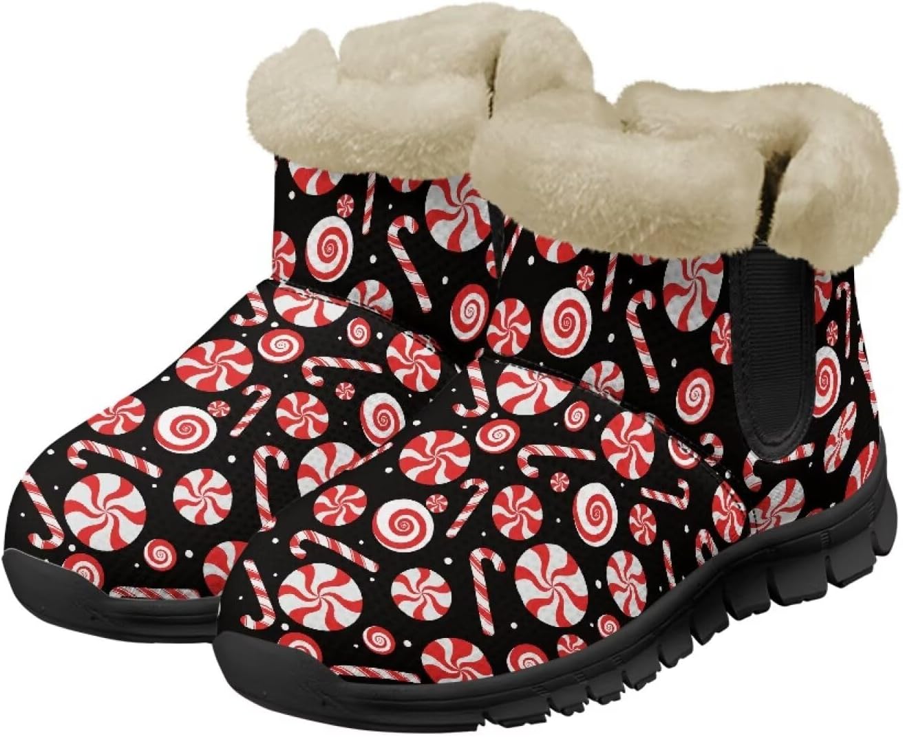 Зимние теплые ботинки для взрослых, ботильоны до щиколотки, легкое надевание и снятие, противоскользящие, легкие обувь для женщин и мужчин Noprintge, Candy Canes
Зимние теплые ботинки для взрослых, ботильоны до щиколотки, легкое надевание и снятие, противоскользящие, легкие обувь для женщин и мужчин Noprintge, Candy Canes