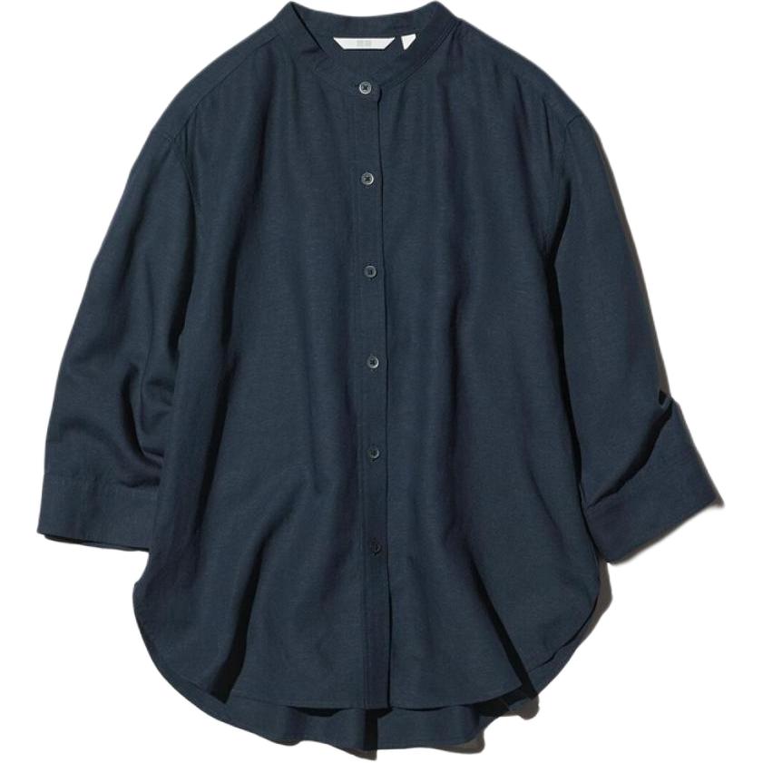 UNIQLO Рубашка женская Navy Blue с отложным воротником, умеренная
UNIQLO Рубашка женская Navy Blue с отложным воротником, умеренная