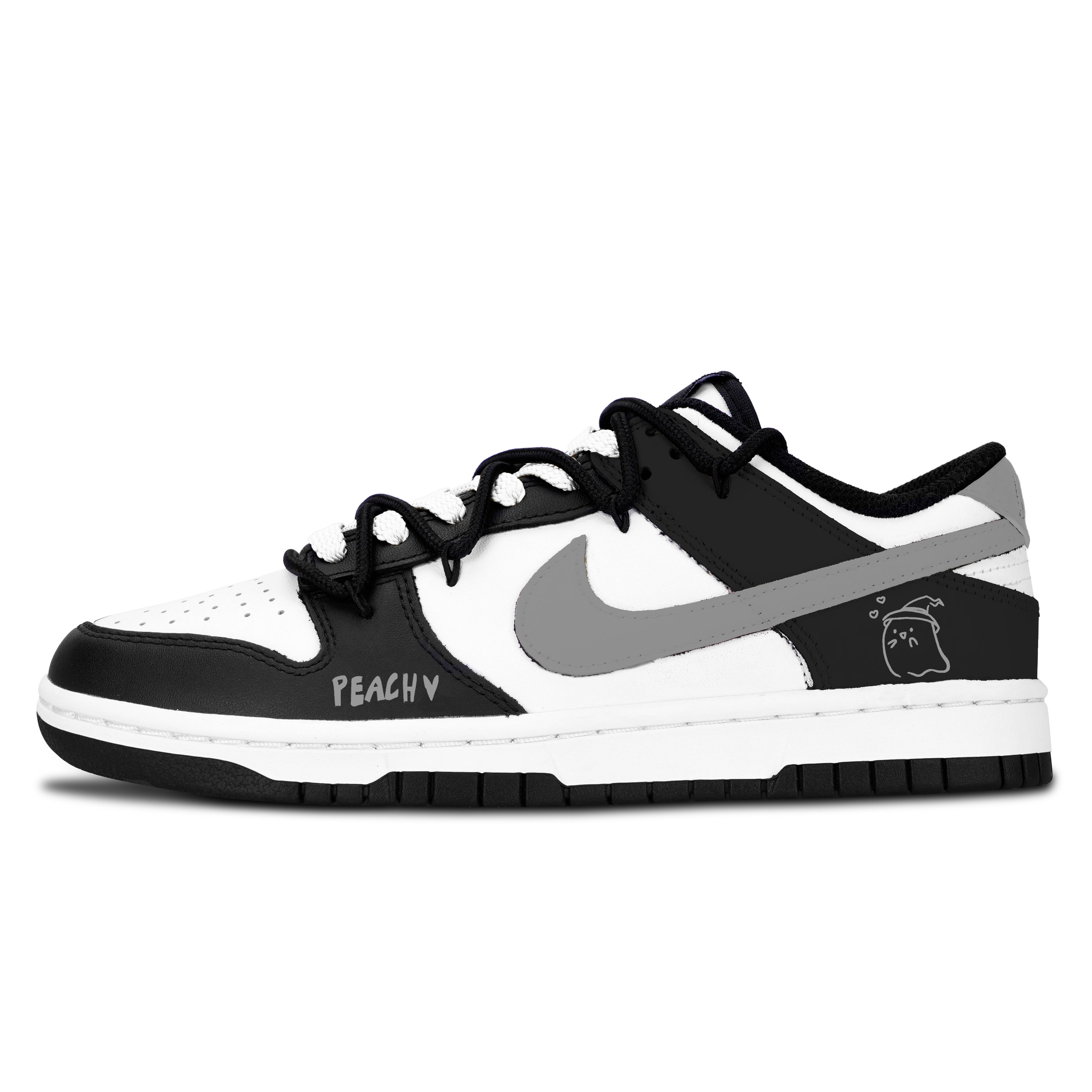 Dunk Black White, Peace Ghost устойчивые к истиранию низкие кроссовки для скейтбординга Unisex Nike, серый
Dunk Black White, Peace Ghost устойчивые к истиранию низкие кроссовки для скейтбординга Unisex Nike, серый