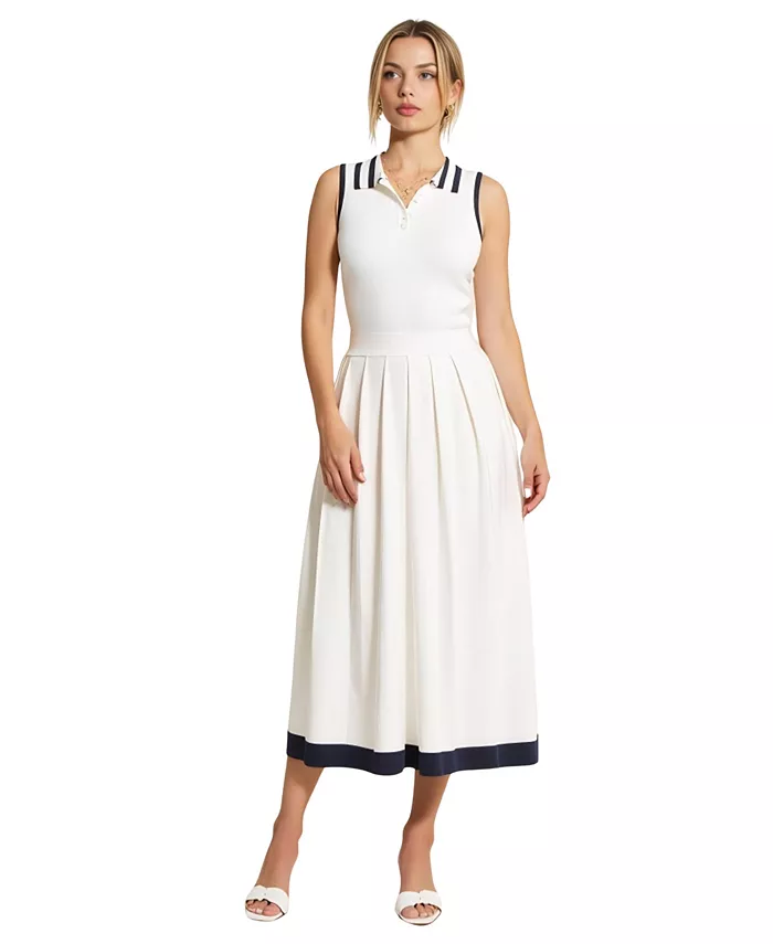 Женское трикотажное платье миди без рукавов с контрастным воротником Modenaire, белый
Женское трикотажное платье миди без рукавов с контрастным воротником Modenaire, белый