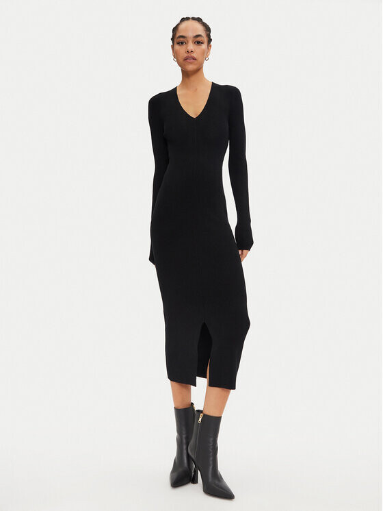 Трикотажное платье приталенного кроя Calvin Klein, черный 
Трикотажное платье приталенного кроя Calvin Klein, черный