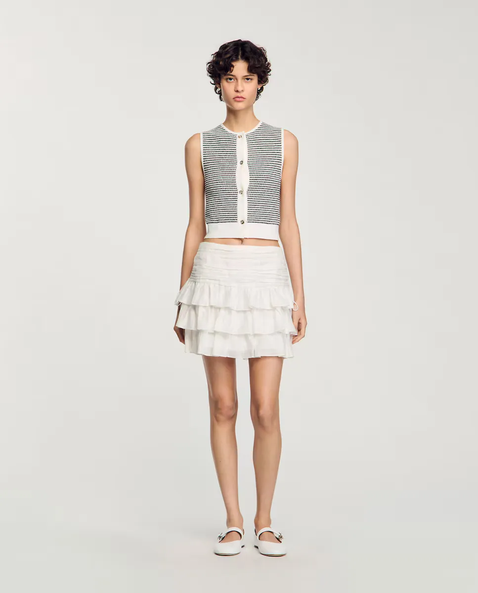Короткая юбка с рюшами Sandro, белый
Короткая юбка с рюшами Sandro, белый