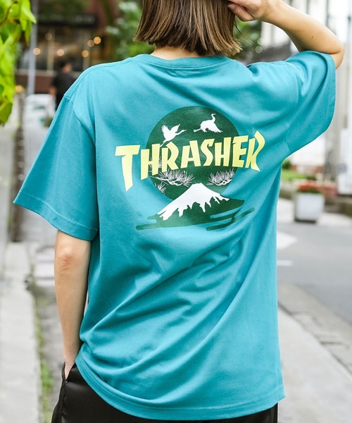 Футболка с коротким рукавом, принтом логотипа горы Фудзи на спине THRASHER, зеленый
Футболка с коротким рукавом, принтом логотипа горы Фудзи на спине THRASHER, зеленый