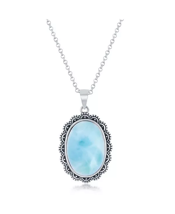 Ожерелье из стерлингового серебра с овальным ларимаром, филигранный дизайн, окисленное Caribbean Treasures, blue
Ожерелье из стерлингового серебра с овальным ларимаром, филигранный дизайн, окисленное Caribbean Treasures, blue