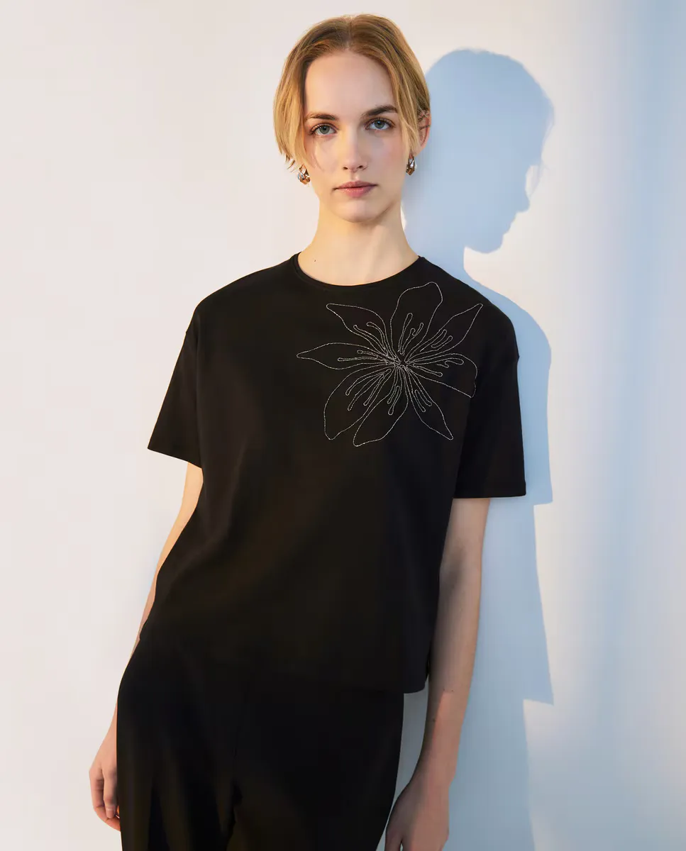 Футболка женская с коротким рукавом со стразами Woman El Corte Inglés, черный
Футболка женская с коротким рукавом со стразами Woman El Corte Inglés, черный