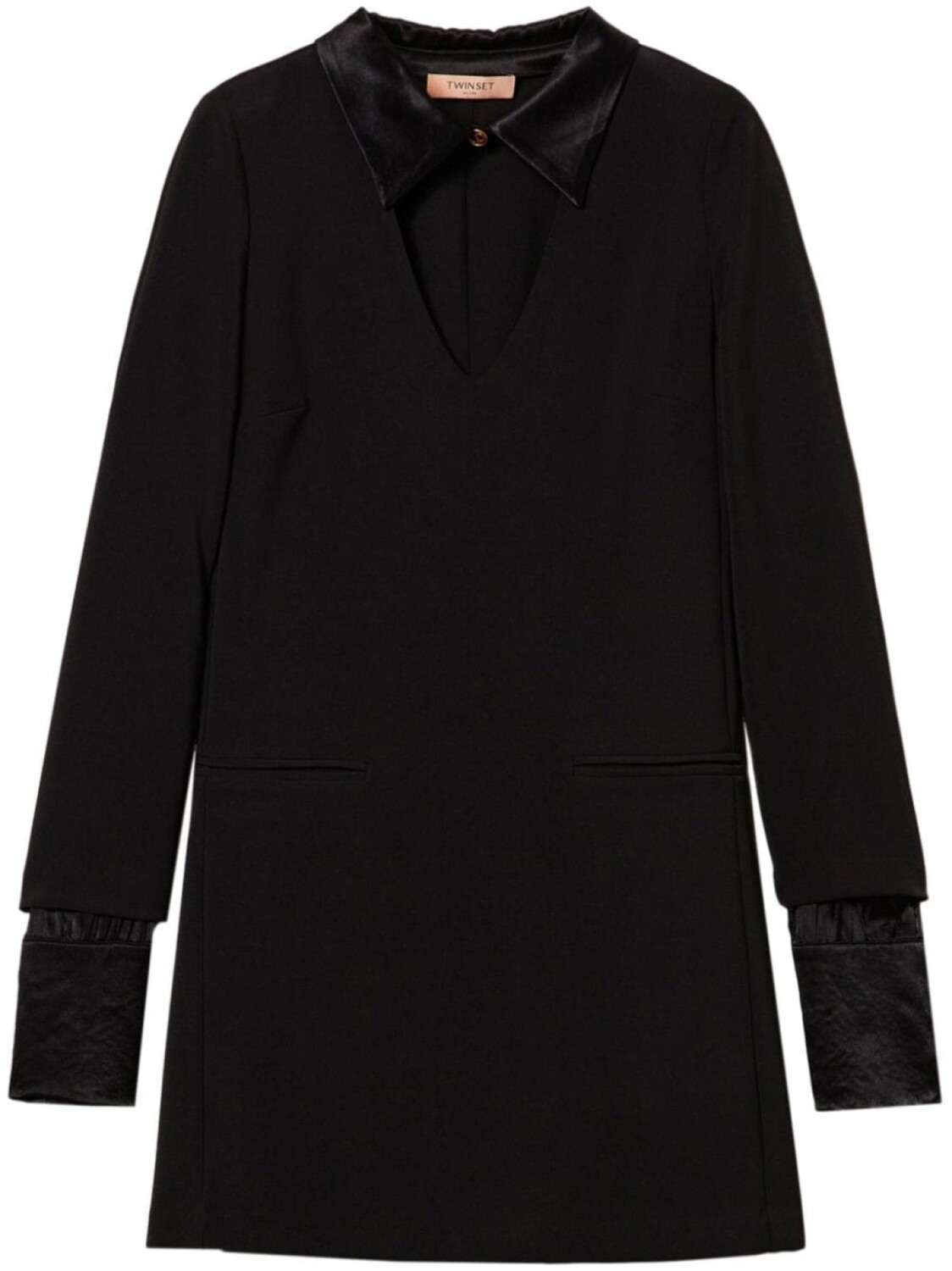 TWINSET мини-платье из крепа с атласными деталями, черный