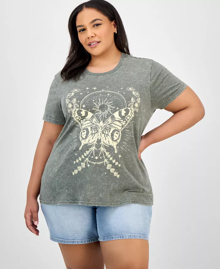 Трендовая футболка больших размеров с графическим принтом «Бабочка» Rebellious One, зеленый
Трендовая футболка больших размеров с графическим принтом «Бабочка» Rebellious One, зеленый