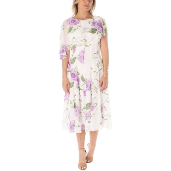 Женское асимметричное платье-накидка миди Maison Tara, цвет ivory lavender 
Женское асимметричное платье-накидка миди Maison Tara, цвет ivory lavender