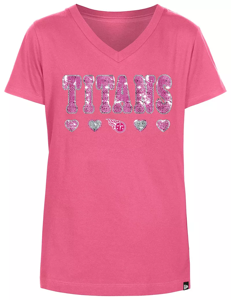 Розовая футболка New Era Tennessee Titans с пайетками для девочек
Розовая футболка New Era Tennessee Titans с пайетками для девочек