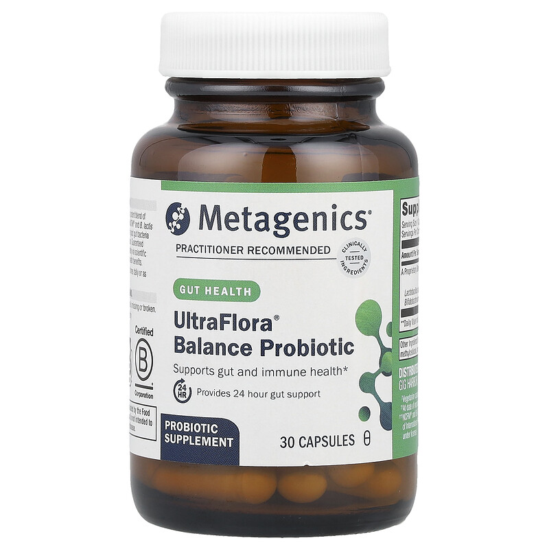 Metagenics, UltraFlora Balance Probiotic, пробиотик, 15 млрд КОЕ, 30 капсул
Metagenics, UltraFlora Balance Probiotic, пробиотик, 15 млрд КОЕ, 30 капсул