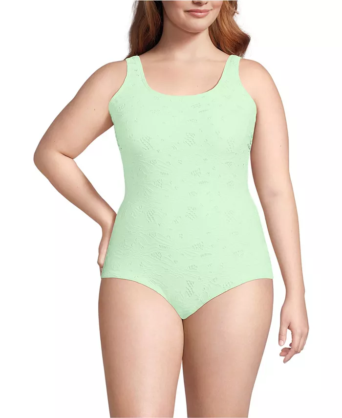 Женский слитный купальник с глубоким вырезом и кружевом Lands' End, зеленый
Женский слитный купальник с глубоким вырезом и кружевом Lands' End, зеленый