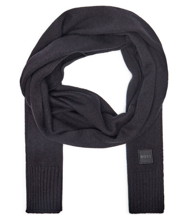 Шарф мужской Boss Orange с добавлением шерсти, черный 
Шарф мужской Boss Orange с добавлением шерсти, черный