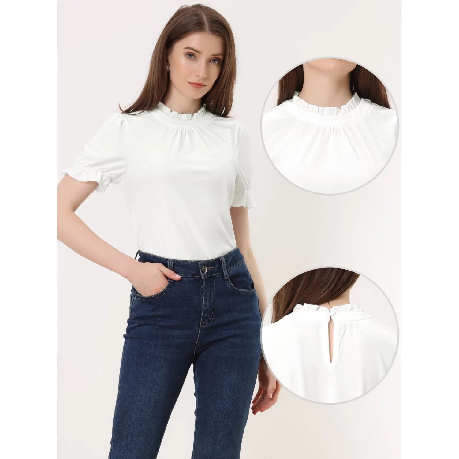 Женская рубашка с рюшами и воротником, бархатная блузка с короткими рукавами ALLEGRA K, белый
Женская рубашка с рюшами и воротником, бархатная блузка с короткими рукавами ALLEGRA K, белый