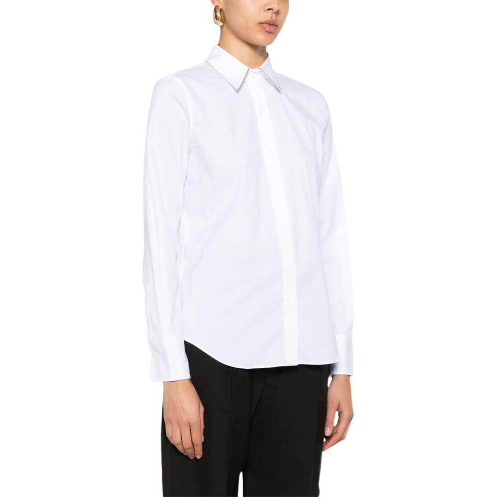 Рубашка с длинными рукавами и отделкой monili Brunello Cucinelli, белый
Рубашка с длинными рукавами и отделкой monili Brunello Cucinelli, белый