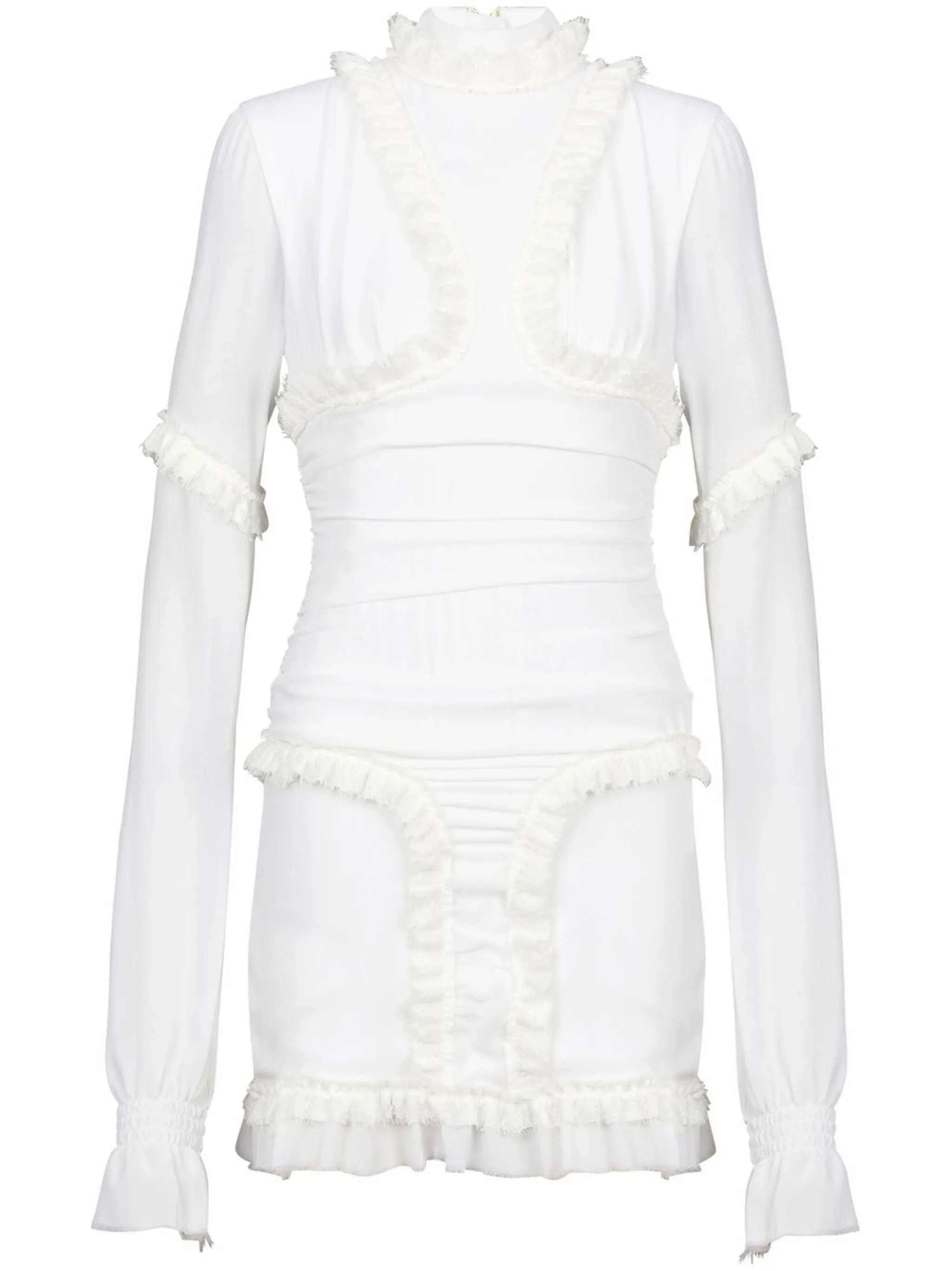 Приталенное платье с бахромой Balmain, белый
Приталенное платье с бахромой Balmain, белый