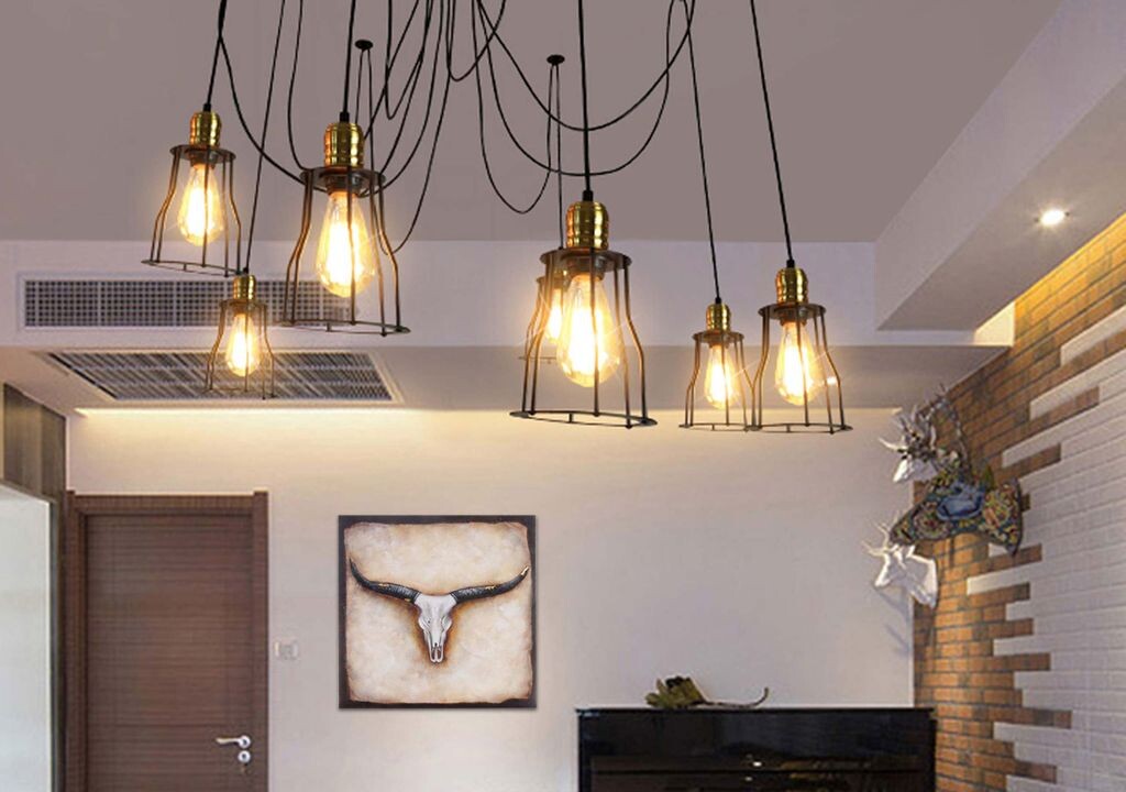 Подвесной светильник MCW-H81, подвесной светильник, подвесной светильник, промышленный металлический регулируемый по высоте черный 7x абажур в виде клетки Mendler 
Подвесной светильник MCW-H81, подвесной светильник, подвесной светильник, промышленный металлический регулируемый по высоте черный 7x абажур в виде клетки Mendler