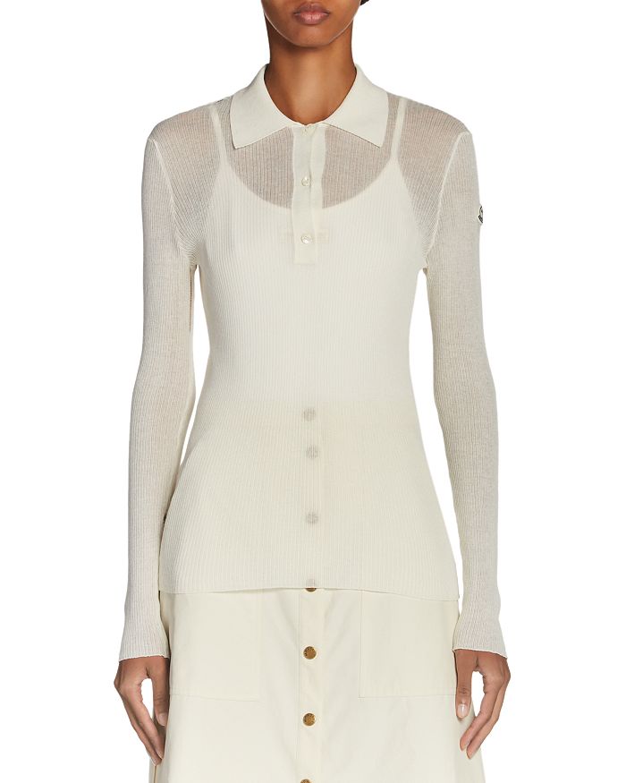 Полупрозрачная поло-блузка Moncler, белый
Полупрозрачная поло-блузка Moncler, белый