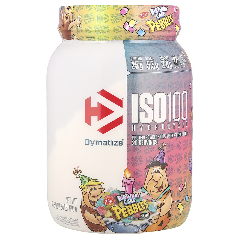 Dymatize, ISO100 Hydrolyzed, 100% изолят сывороточного протеина, праздничный торт Pebbles , 610 г (1,34 фунта)
Dymatize, ISO100 Hydrolyzed, 100% изолят сывороточного протеина, праздничный торт Pebbles , 610 г (1,34 фунта)