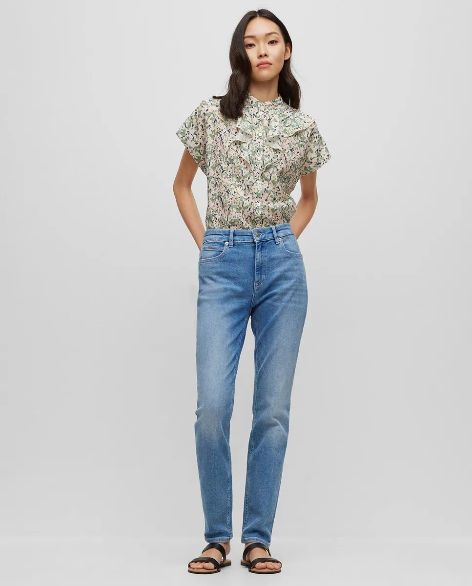 Женские узелые джинсы из суперэластичного синего денима Boss, синий
Женские узелые джинсы из суперэластичного синего денима Boss, синий