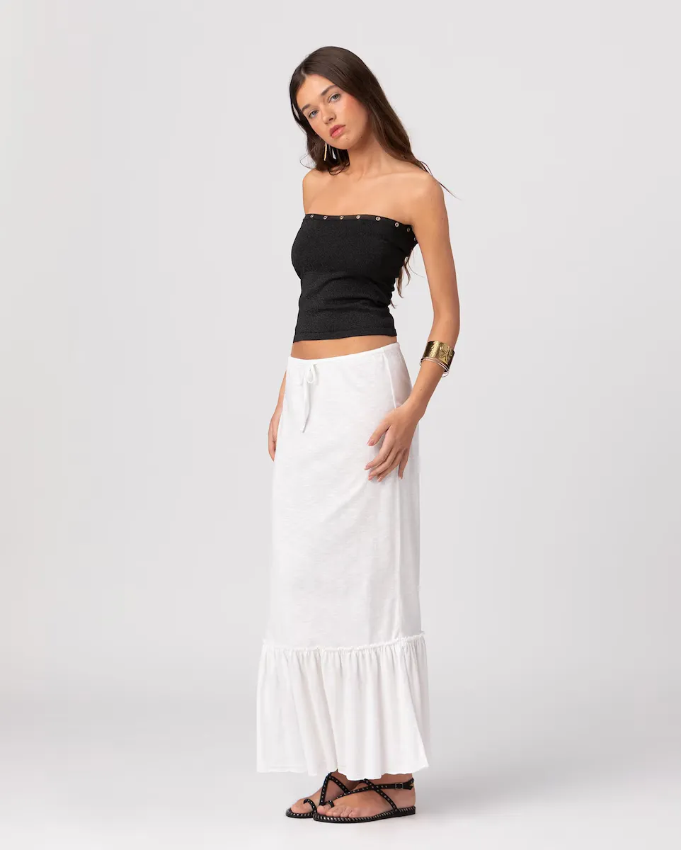 Юбка миди с рюшами и завязкой на талии Noon, белый 
Юбка миди с рюшами и завязкой на талии Noon, белый