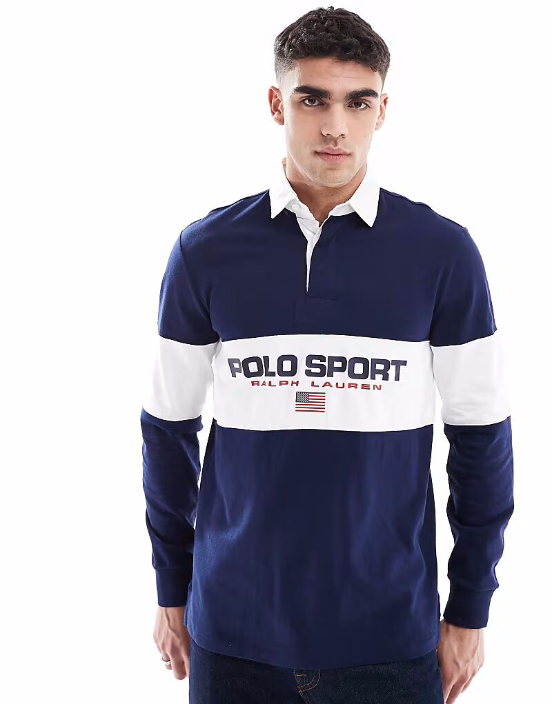 Polo Ralph Lauren Sport capsule flag logo check-panel регбийное поло классического свободного кроя темно-синего цвета
Polo Ralph Lauren Sport capsule flag logo check-panel регбийное поло классического свободного кроя темно-синего цвета