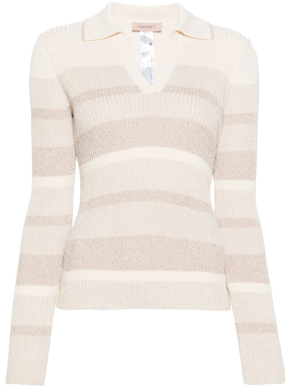 Полосатый джемпер с люрексом TWINSET, нейтральный
Полосатый джемпер с люрексом TWINSET, нейтральный