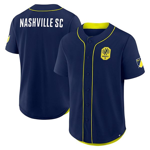 Мужская бейсбольная футболка navy nashville sc injury time Fanatics
Мужская бейсбольная футболка navy nashville sc injury time Fanatics