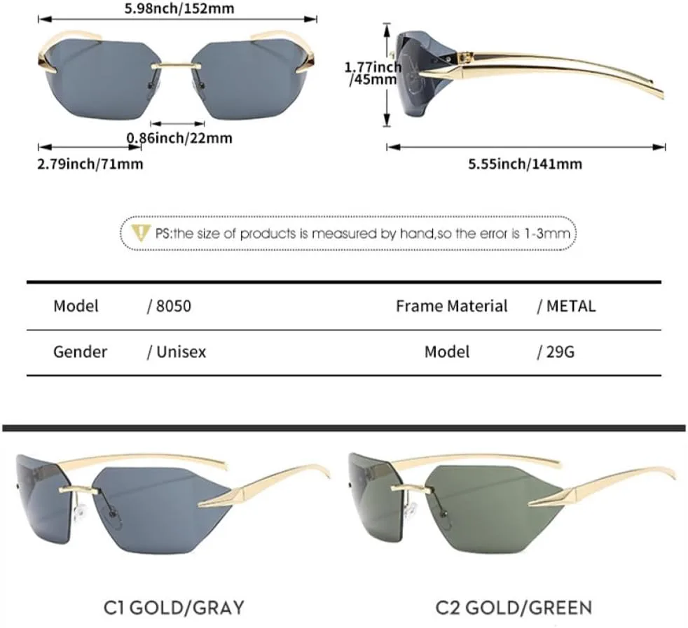 Модные ретро-солнцезащитные очки без оправы 2027 года для женщин и мужчин. Модные солнцезащитные очки с защитой от УФ-излучения UV400 MTZJH, Gold Transparent
Модные ретро-солнцезащитные очки без оправы 2027 года для женщин и мужчин. Модные солнцезащитные очки с защитой от УФ-излучения UV400 MTZJH, Gold Transparent