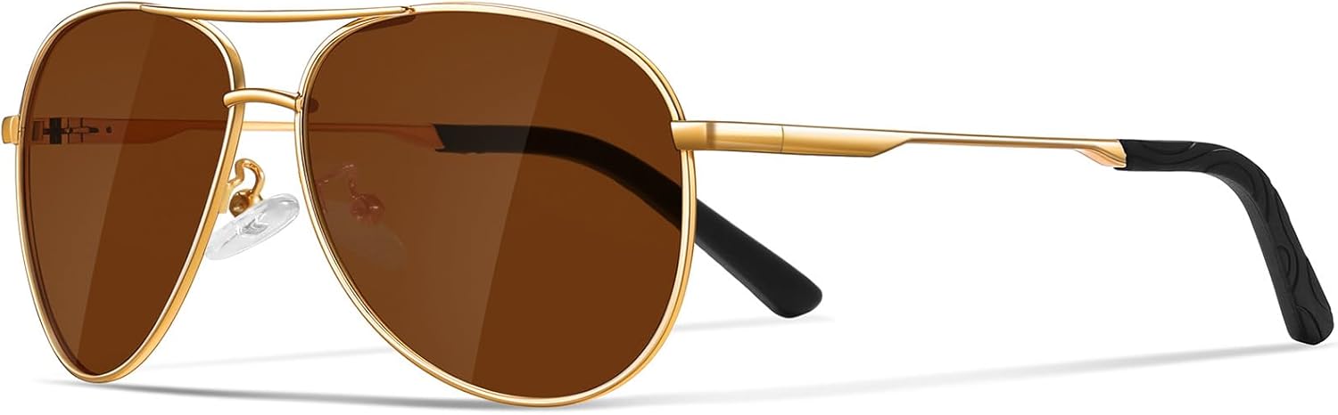 Солнцезащитные очки для мужчин, поляризованные, авиаторские, для мужчин и женщин, для рыбалки, вождения, с металлической оправой и защитой от УФ-излучения UV400 phikttu, Gold Frame Brown Lens
Солнцезащитные очки для мужчин, поляризованные, авиаторские, для мужчин и женщин, для рыбалки, вождения, с металлической оправой и защитой от УФ-излучения UV400 phikttu, Gold Frame Brown Lens