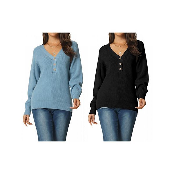 2 упаковки женского джемпера с длинным рукавом и v-образным вырезом Inspire Chic, Blue Black
2 упаковки женского джемпера с длинным рукавом и v-образным вырезом Inspire Chic, Blue Black