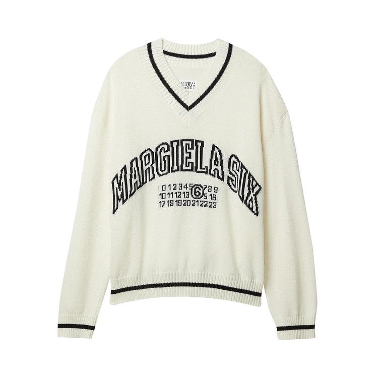 Топ MM6 Maison Margiela Varsity Jaquard V-Neck, Off White
Топ MM6 Maison Margiela Varsity Jaquard V-Neck, Off White