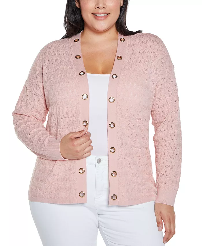 Кардиган размера плюс с черным лейблом, ажурный и с люверсами Belldini, розовый
Кардиган размера плюс с черным лейблом, ажурный и с люверсами Belldini, розовый