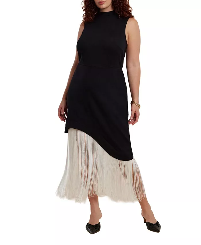 Женское асимметричное платье больших размеров с бахромой ELOQUII, черный
Женское асимметричное платье больших размеров с бахромой ELOQUII, черный