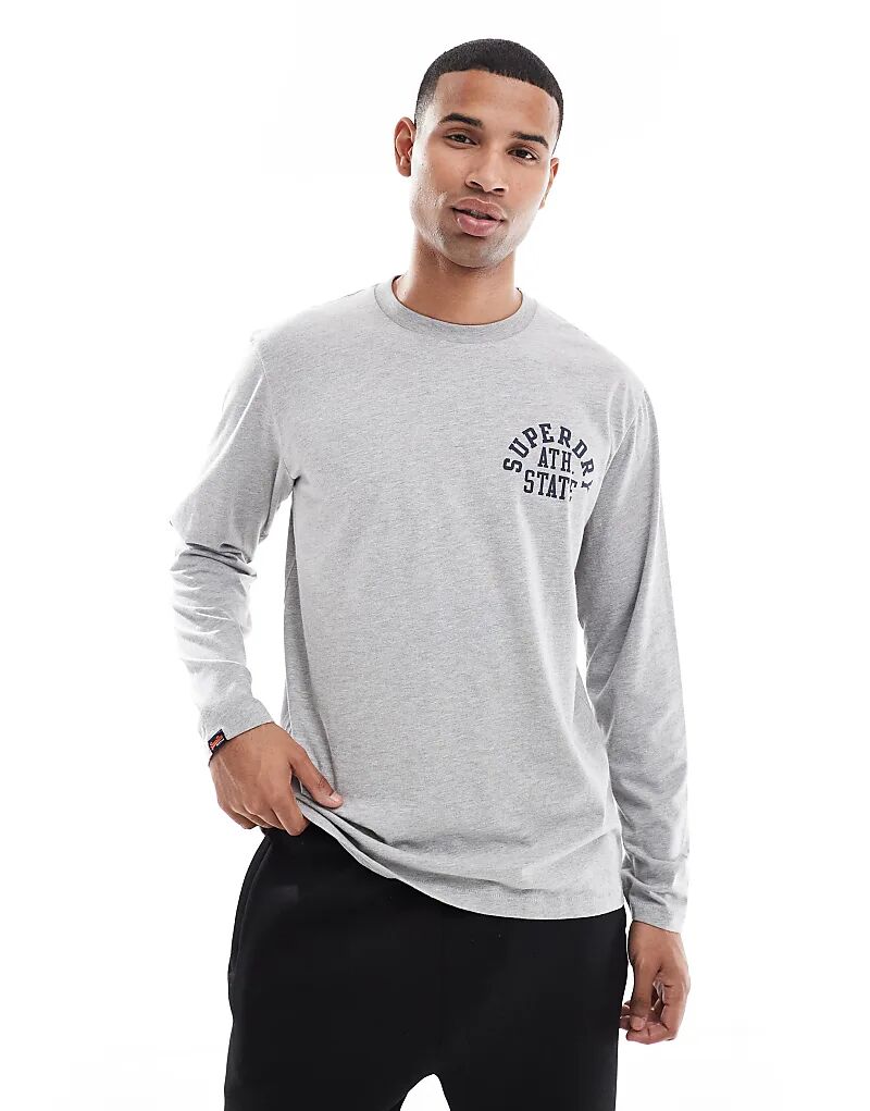 Длинный топ Superdry Athletic essentials серого меланжевого цвета 
Длинный топ Superdry Athletic essentials серого меланжевого цвета