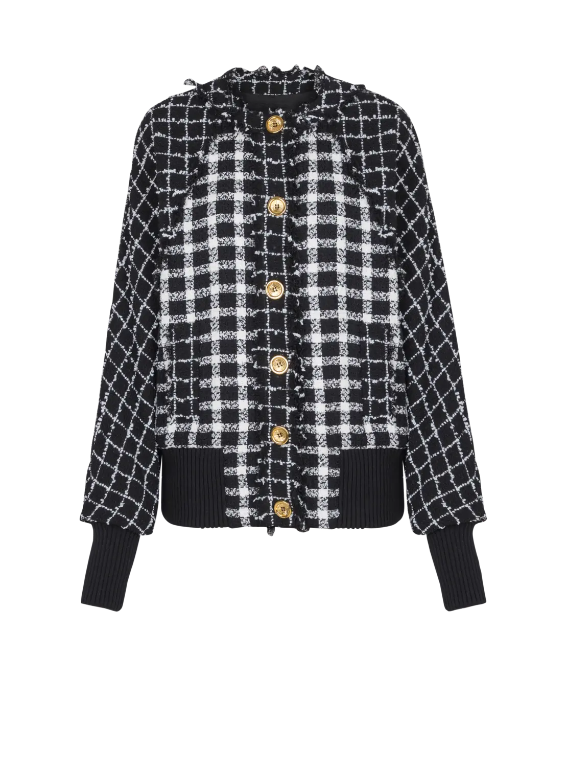 Укороченная бомбер-куртка оверсайз из смешанного твида Balmain, черный
Укороченная бомбер-куртка оверсайз из смешанного твида Balmain, черный