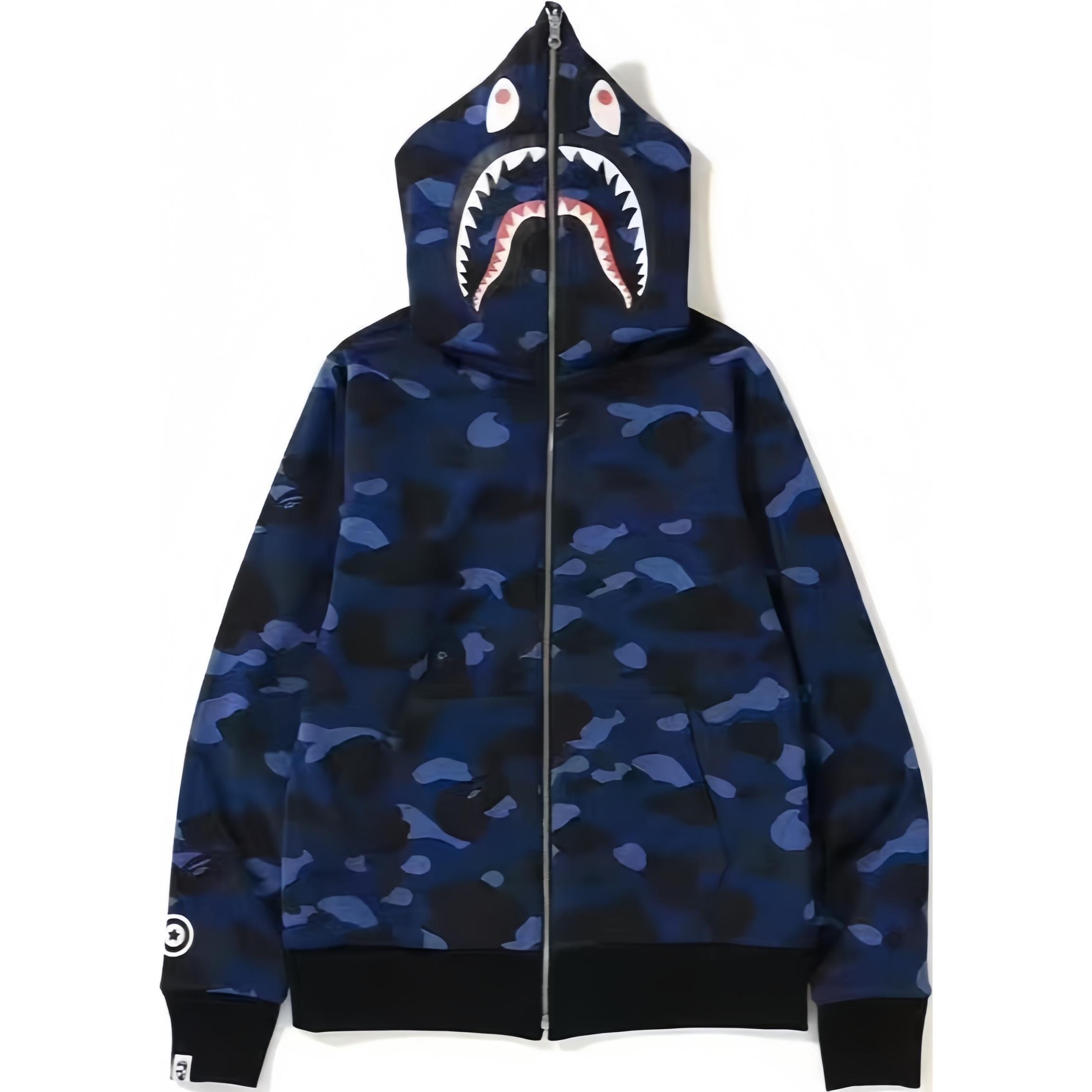 Bape Color Camo Reversible Ponr Shark худи на молнии A BATHING APE, черный/синий
Bape Color Camo Reversible Ponr Shark худи на молнии A BATHING APE, черный/синий